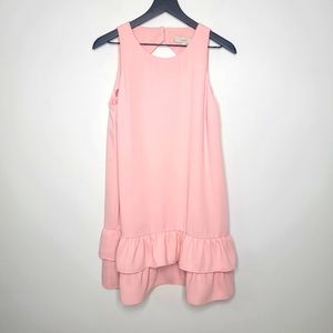 LOFT Sleeveless Ruffle Hem Pink Dress Size 12 Petite